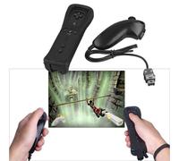 Manette Remote Contrôleur Nunchuck Télécommande Set pour Nintendo Wii Jeux Noir