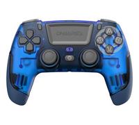 Oniverse Manette sans fil pour PS4, PS3, PC, Android iOS, prise casque, joystick à effet Hall, batterie rechargeable de 1000 mAh, touches macro, fonction réveil, gyroscope 6 axes, Revolt Blue