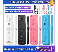 Manette sans fil 2 en 1 pour Nintendo Wii/Wii U avec Motion Plus, compatible avec la télécommande Wii, avec étui en silicone, pour jeux vidéo 2Set-black