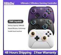Manette sans fil 8BitDo Ultimate 2, manette de jeu Bluetooth/USB/2.4G avec joystick TMR et station de charge pour PC Windows, Apple, Steam White