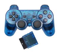 Manette Sans Fil Double Choc Vibration Contrôle Précis Sans Fil Sony Ps2 Playstation 2.4g Gamepad Joystick Télécommande Transparent Bleu