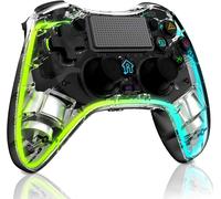 Manette Sans Fil Pour Ps-4, Manette De Jeu Avec Lumière Rvb, Turbo, Macro M1/M2, Joystick Gamepad Avec Double Vibration/3.5Mm Audio/Touch Panel/Gyroscopique À 6 Axes Pour Ps4/Pro/Slim - Noir