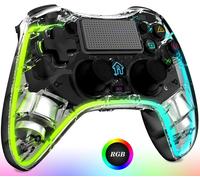 Manette Sans Fil Pour Ps-4,Manette De Jeu Avec Lumière Rvb,Turbo,Macro M1/M2,Manette Joystick Gamepad Avec Double Vibration/3.5Mm Audio/Touch Panel/Gyroscopique À 6 Axes Pour Ps4/Pro/Slim -Noir