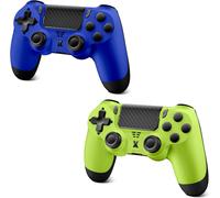 Manette Sans Fil Pour Ps4,Contrôleur De Jeu Pour Ps4/Pro/Slim/Pc¿Gamepad Joystick Avec Turbo/Bouton Retour/Double Vibration/6-Axes Gyro Sensor/Panneau Tactile (Green+Blue)