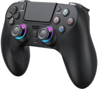 Manette Sans Fil Pour Ps4, Manette De Jeu Compatible Avec Ps4/Slim/Pro/Pc, Joystick Gamepad Avec Led Rgb/Double Vibration/6 Axes Gyro Sensor/950 Mah Batterie/Touchpanel/Ext/Audio Jack, Contrôle Précis