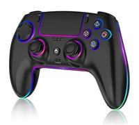 Manette sans fil PS5/PC - Joysticks Effet Hall Anti-Dérive, RGB 7 Couleurs, Vibration, Turbo, Batterie 1500mAh, Gyro 6 Axes - Noir