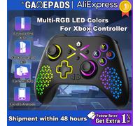 Manette sans fil RGB pour Xbox One/Xbox Series X/S/PC avec batterie 650 mAh, contrôleur multifonction E08-05-135