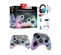 Manette Switch Nintendo /PC Sans Fil Polychroma - Transparente à LED RGB- Câble 1M Fonction Turbo + Casque Switch spirit of gamer