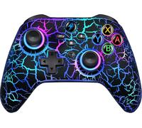 Manette Switch Pro avec 2 boutons arrière macro programmables/lumières design fissurées, 1000 mAh pour Switch/Lite/OLED, compatible avec Android/iOS/PC (blanc)