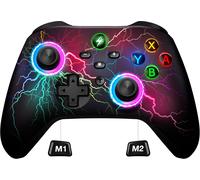 Manette Switch Pro avec 2 boutons arrière macro programmables/lumières design fissurées, 1000 mAh pour Switch/Lite/OLED, compatible avec Android/iOS/PC (blanc)