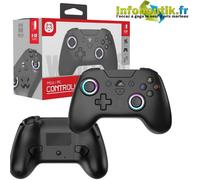 Manette Switch Pro LED Vibrante Sans Fil Bluetooth pour Console Switch, PC, Stea