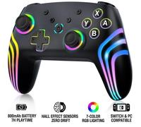 Manette Switch Sans Fil, Joysticks et Gâchettes Effet Hall/Turbo/800mAh, Gyroscope 6Axes, Manette Bluetooth Pour Switch/NS2/OLED/PC