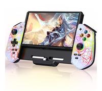 Manette Switch, Switch Manette pour Switch/OLED Mode Portable avec Bâtons à Effet Hall/Turbo/Support de Table/Gyroscope à 6 Axes, Grande Poignée Manette de Switch(Blanc)
