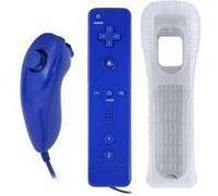 Manette Wii Motion plus + Nunchuck + housse compatible compatible avec Nintendo WII WII mini WII U bleu foncé G