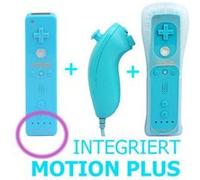 Manette Wii Motion plus + Nunchuck + housse compatible compatible avec Nintendo WII WII mini WII U bleu
