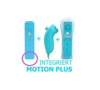 Manette Wii Motion plus + Nunchuck + housse compatible compatible avec Nintendo WII WII mini WII U bleu