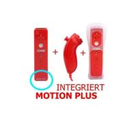 Manette Wii Motion plus + Nunchuck + housse compatible compatible avec Nintendo WII WII mini WII U rouge