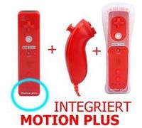Manette Wii Motion plus + Nunchuck + housse compatible compatible avec Nintendo WII WII mini WII U rouge G