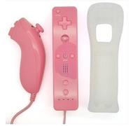 Manette Wiimote Controller + Nunchuk Avec Housse Protection Silicone Pour Wii Rose