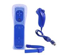 Manette Wiimote Motion Plus intégré avec étui de protection et Nunchuk pour Wii U et Wii - Bleu - M3