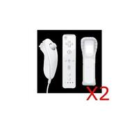 Manette Wiimote + Nunchuck + Housse compatible avec Nintendo WII WII mini WII U blanc X2