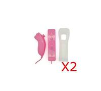 Manette Wiimote + Nunchuck + Housse compatible avec Nintendo WII WII mini WII U rose X2 G