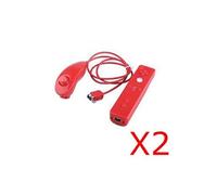 Manette Wiimote + Nunchuck + Housse compatible avec Nintendo WII WII mini WII U rouge X2