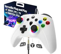 Manette Xbox filaire pour Xbox Series X S One PC PS4, contrôleur de jeu avec taux de polling de 1000 Hz sans bâton de dérive, télécommande turbo à palettes personnalisées, manette de jeu blanche