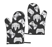 Manettes de cuisine imperméables à imprimé manette de jeu, taille polyvalente, 5,9 x 27,9 cm, gants antidérapants pour barbecue
