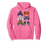 Manettes de Jeu d'halloween sorcière, Citrouille, fantôme, araignée Sweat à Capuche, Unisexe pour Adultes, Rose Vif, XL