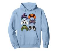 Manettes de Jeu d'halloween sorcière, Citrouille, fantôme, araignée Sweat à Capuche, Unisexe pour Adultes, Bleu poudré, XXL