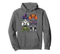 Manettes de Jeu d'halloween sorcière, Citrouille, fantôme, araignée Sweat à Capuche, Unisexe pour Adultes, Asphalte, L