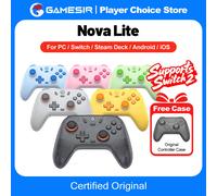 Manettes de jeu Gamesir Nova Lite pour PC, Nintendo Switch 2, Switch OLED Lite, contrôleur Bluetooth, joysticks à effet Hall, Windows 10 11 Translucent Black