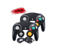 Manettes de jeu Nintendo - Lot de 2 - Noires - Filaires - Compatibles Wii et GameCube