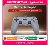 Manettes de jeu rétro GameSir, contrôleur filaire pour PC Windows Steam Switch, stick à effet Hall, 2 boutons programmables, Tegenaria Lite Retro Gray