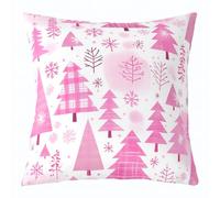 Manfei 1 housse de coussin de Noël pour enfants, motif flocon de neige et pois géométriques, patchwork double face, décoration d'intérieur rustique naturelle, rose clair, 61 x 61 cm