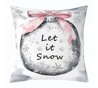 Manfei 1 housse de coussin Merry Christmas pour enfants, flocon de neige, pin, campagne, double face, nœud « Happy New Year » - Décoration d'intérieur - Noir et blanc - 45,7 x 45,7 cm