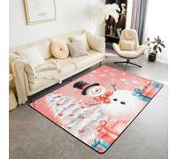 Manfei Carpette bonhomme de neige et flocon de neige - Tapis de sol d'intérieur pour décoration de chambre de garçons et filles - Tapis antidérapant et absorbant - 1,2 x 1,1 m (rectangulaire)