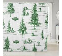 Manfei Castle Fairy - Rideau de douche motif extraterrestre spatial pour étales, baignoires, tente, arbre, mystère, extraterrestres, ensemble de rideaux de bain vintage, vert imperméable, 183 x 198 cm