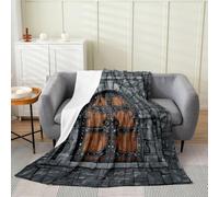 Manfei Castle Walls Couverture polaire en flanelle, couverture en peluche pour décoration d'intérieur rustique, parure de lit légère sur le thème médiéval des contes de fées pour canapé, bébé, 76,2 x