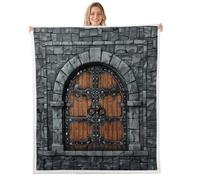 Manfei Castle Walls Couverture polaire en peluche pour enfants et adolescents, jolie décoration de chambre, couverture en flanelle sur le thème médiéval des contes de fées, lit simple, 152,4 x 203,2