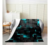 Manfei Couverture carrée 3D, couverture polaire nid d'abeille géométrique pour décoration de chambre à coucher, literie super douce pour canapé, toutes saisons, grand lit, 228,6 x 228,6 cm