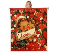 Manfei Couverture de lit Happy Valentine's Day, motif cœur et nœud pour canapé ou lit, couverture polaire à thème romantique, parure de lit douce et chaude, rouge pour enfants et femmes, cadeau (101,6