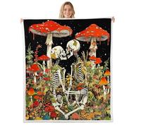 Manfei Couverture de lit pour couple de squelettes - Couverture légère et confortable en flanelle - Motif tête de mort - Pour canapé, chambre à coucher, bureau, rouge (lit simple, 152,4 x 203,2 cm)