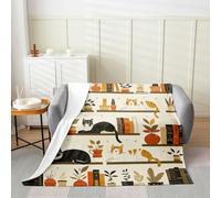 Manfei Couverture en flanelle avec motif chats de dessin animé, 101,6 x 127,2 cm, pour décoration de livres, plantes, enfants, garçons, filles, adolescents, chaton mignon, animaux adorables