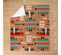 Manfei Couverture en flanelle aztèque pour enfants, couverture de lit abstraite tribale occidentale, décoration de canapé rustique et triangulaire, marron sarcelle, pour lit simple (152,4 x 203,2 cm)
