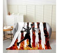 Manfei Couverture en flanelle douce et respirante pour lit, canapé, chambre d'enfant, garçons et filles, motif basket-ball, orange feu, motif drapeau américain (228,6 x 228,6 cm)