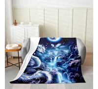 Manfei Couverture en flanelle motif dragon chinois sur le thème des animaux mythologiques rose et bleu marine, jeté confortable pour lit, canapé, décoration de chambre d'enfant, garçons et filles