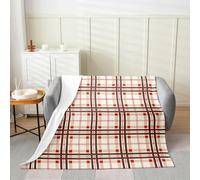 Manfei Couverture en flanelle quadrillée rouge vintage à motif géométrique rustique - Jeté confortable pour lit, canapé, décoration de chambre d'enfant, garçons et filles, doux et respirant (76,2 x