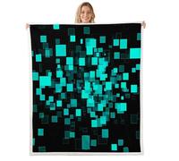 Manfei Couverture en molleton à motif géométrique et nid d'abeille, bleu clair, pour enfants, filles, garçons et adultes - Couverture décorative moderne en Sherpa avec grille carrée 3D - Décoration
